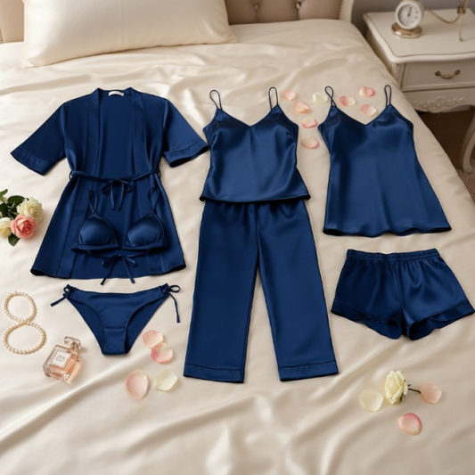 Luxury Nightwear 7-piece Satin Sleepwear