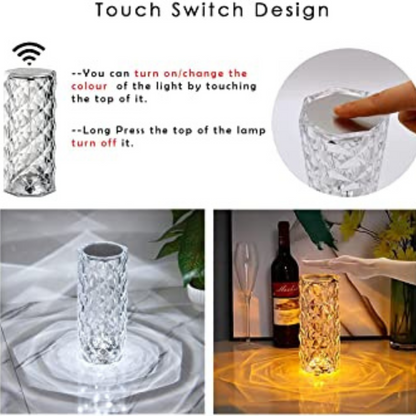 16 Colors Diamond Rose Crystal Touch Lamp
